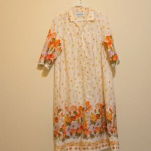 Vintage floral muumuu light robe house coat‎ robe by Models Coat